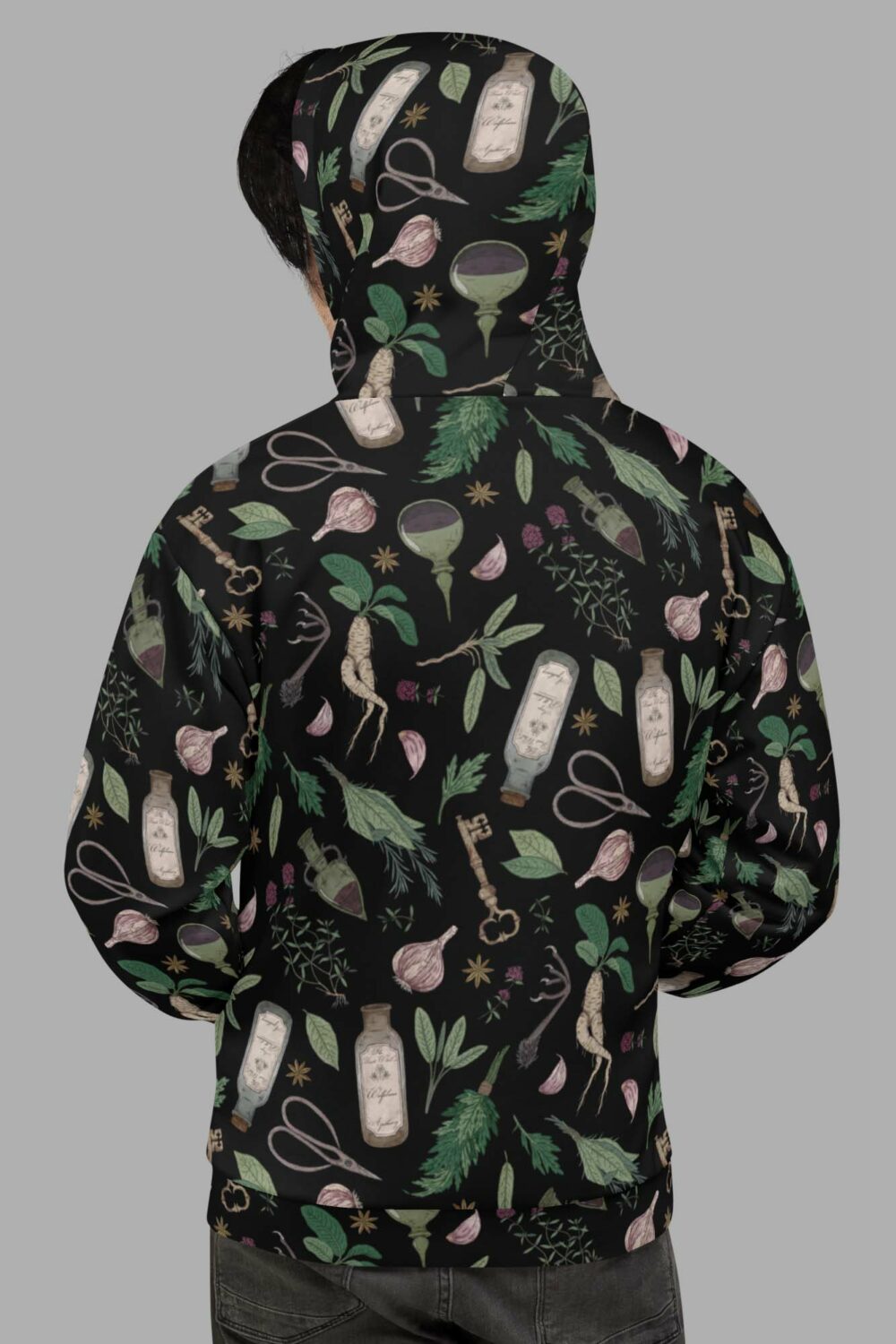 cosmic drifters hoodie back forest witch print