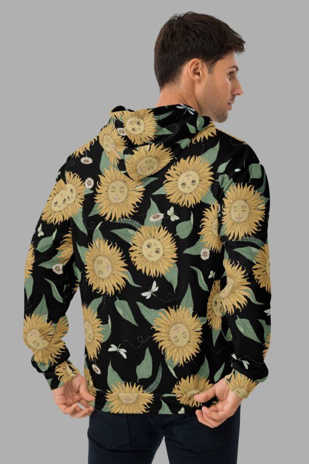 cosmic drifters hoodie back sunflower daze print