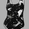 cosmic drifters intersectional witches print one piece swimsuit front