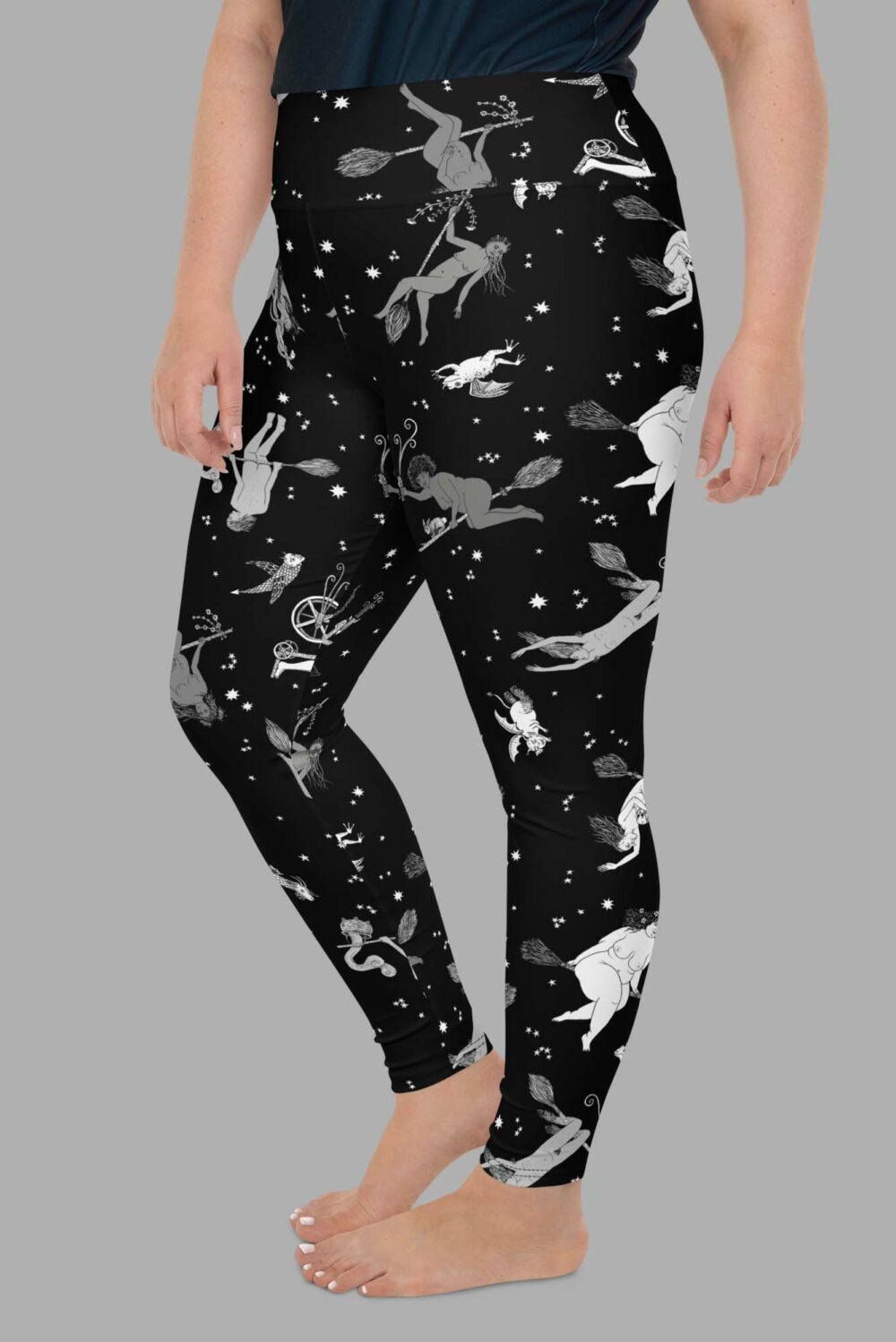 cosmic drifters intersectional witches print plus size leggings side