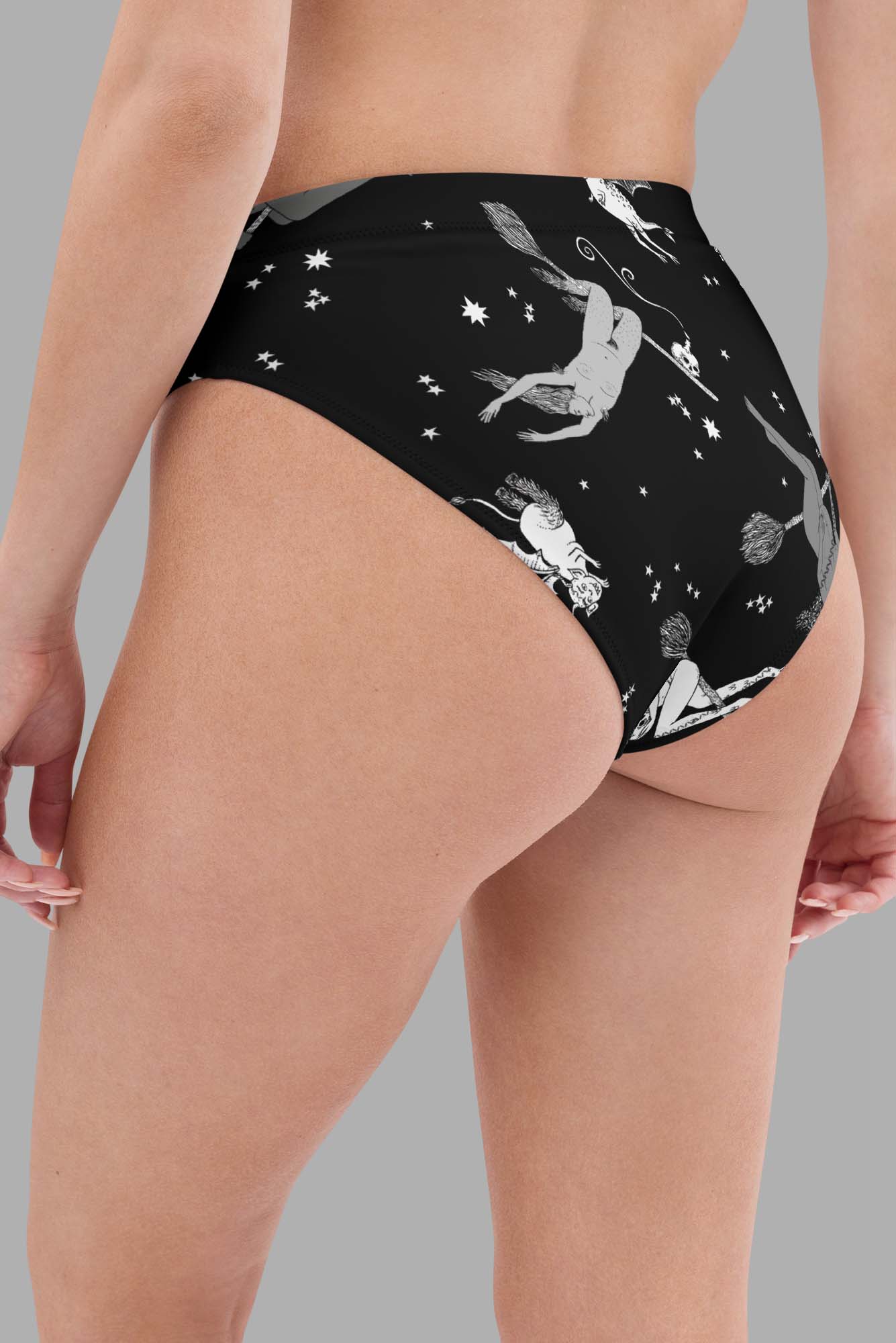 cosmic drifters intersectional witches print recycled high waisted bikini bottom back