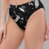 cosmic drifters intersectional witches print recycled high waisted bikini bottom front
