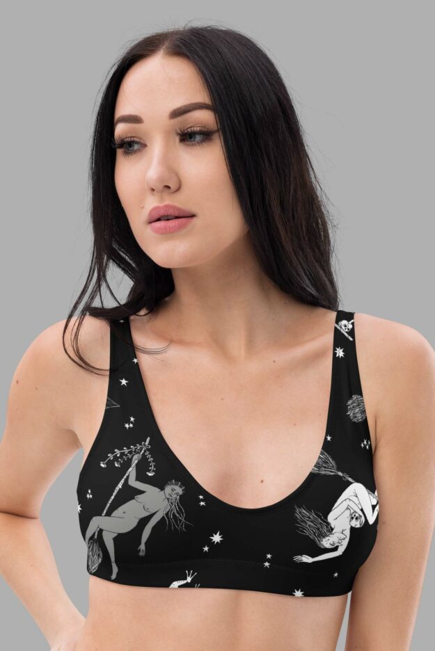 cosmic drifters intersectional witches print recycled padded bikini top front