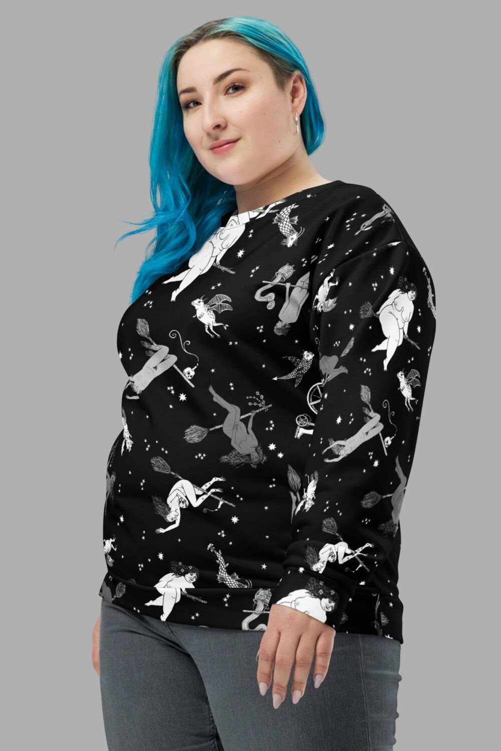 cosmic drifters intersectional witches print sweater side2