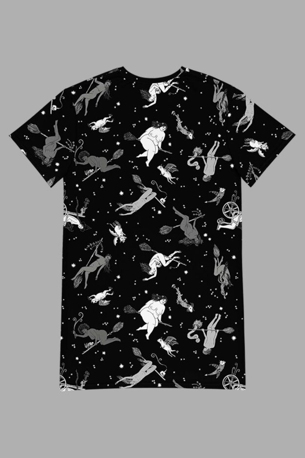 cosmic drifters intersectional witches print t shirt dress back