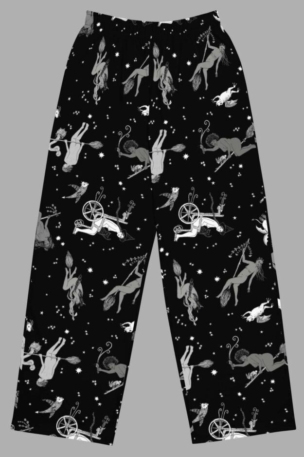 cosmic drifters intersectional witches print wide leg lounge pants front