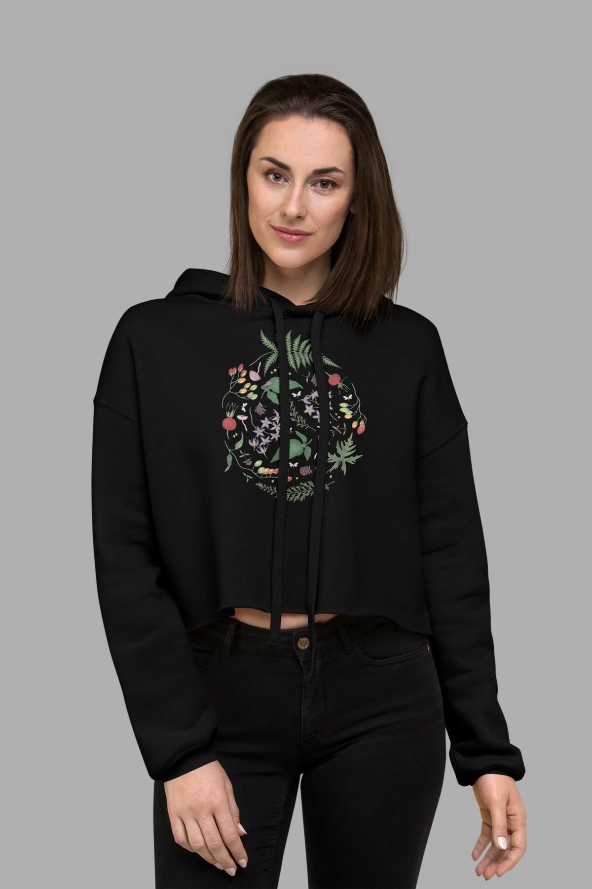 blessed be print crop hoodie