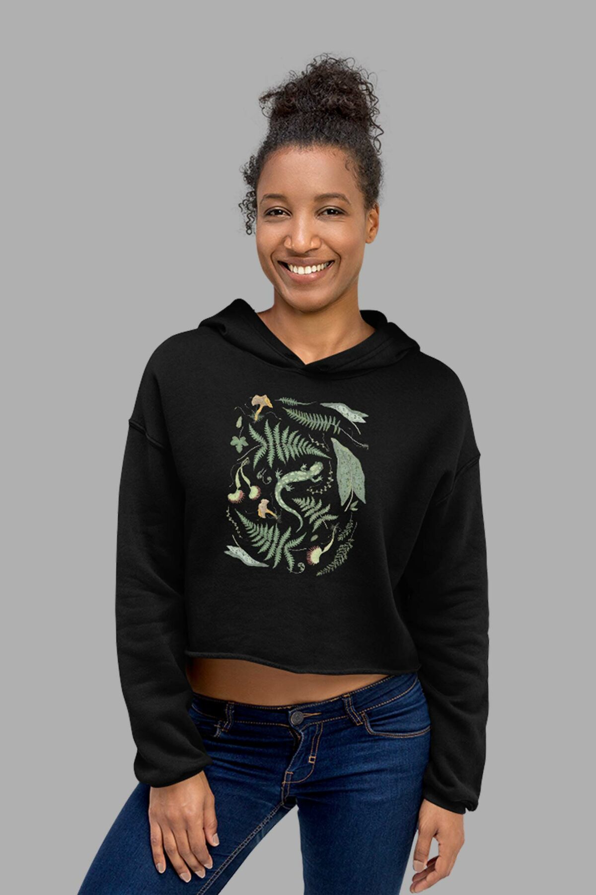 blessed be print crop hoodie