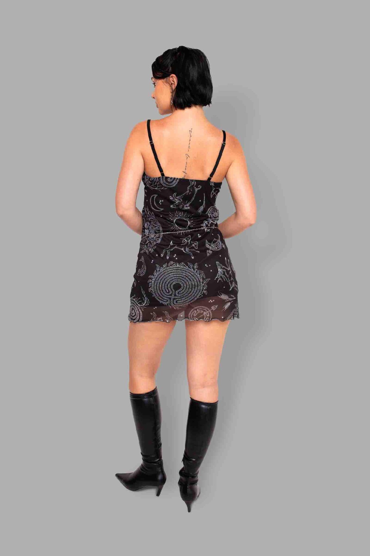 cosmic drifters lammas print mesh dress back
