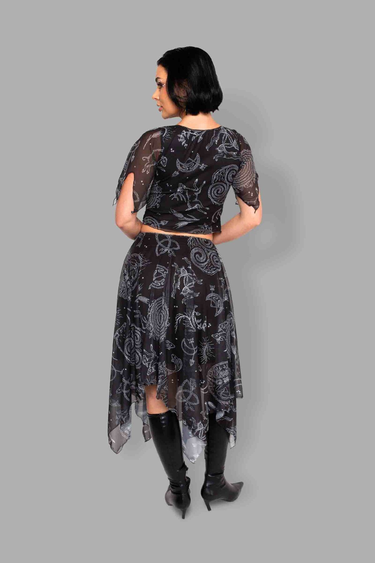 cosmic drifters lammas print mesh handkerchief skirt back2
