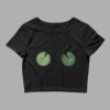 cosmic drifters lily pad tiddies print womens crop tee black front