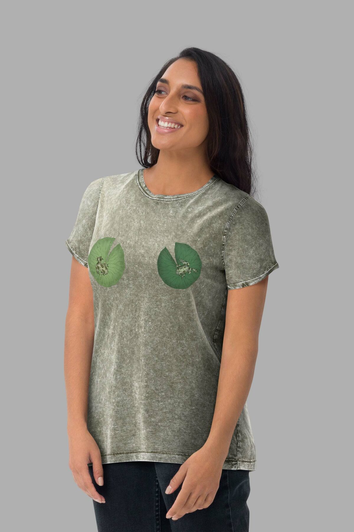 cosmic drifters lily pad tiddies unisex denim t shirt front 3