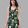 cosmic drifters lily pond print bodycon dress front