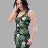 cosmic drifters lily pond print bodycon dress side