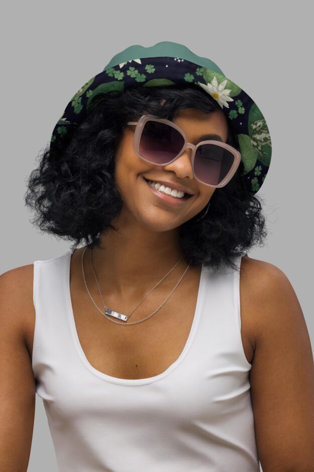 lily pond print reversible bucket hat