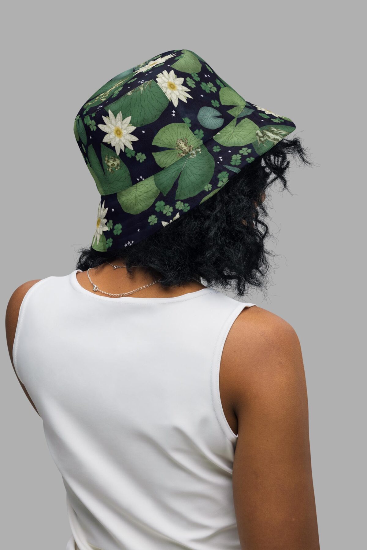 lily pond print reversible bucket hat