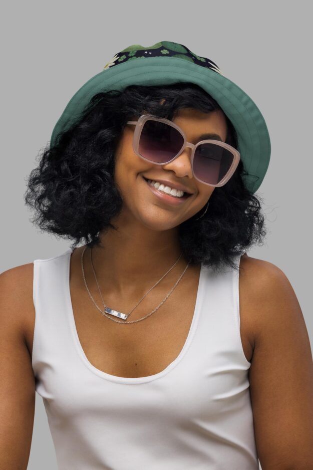 lily pond print reversible bucket hat