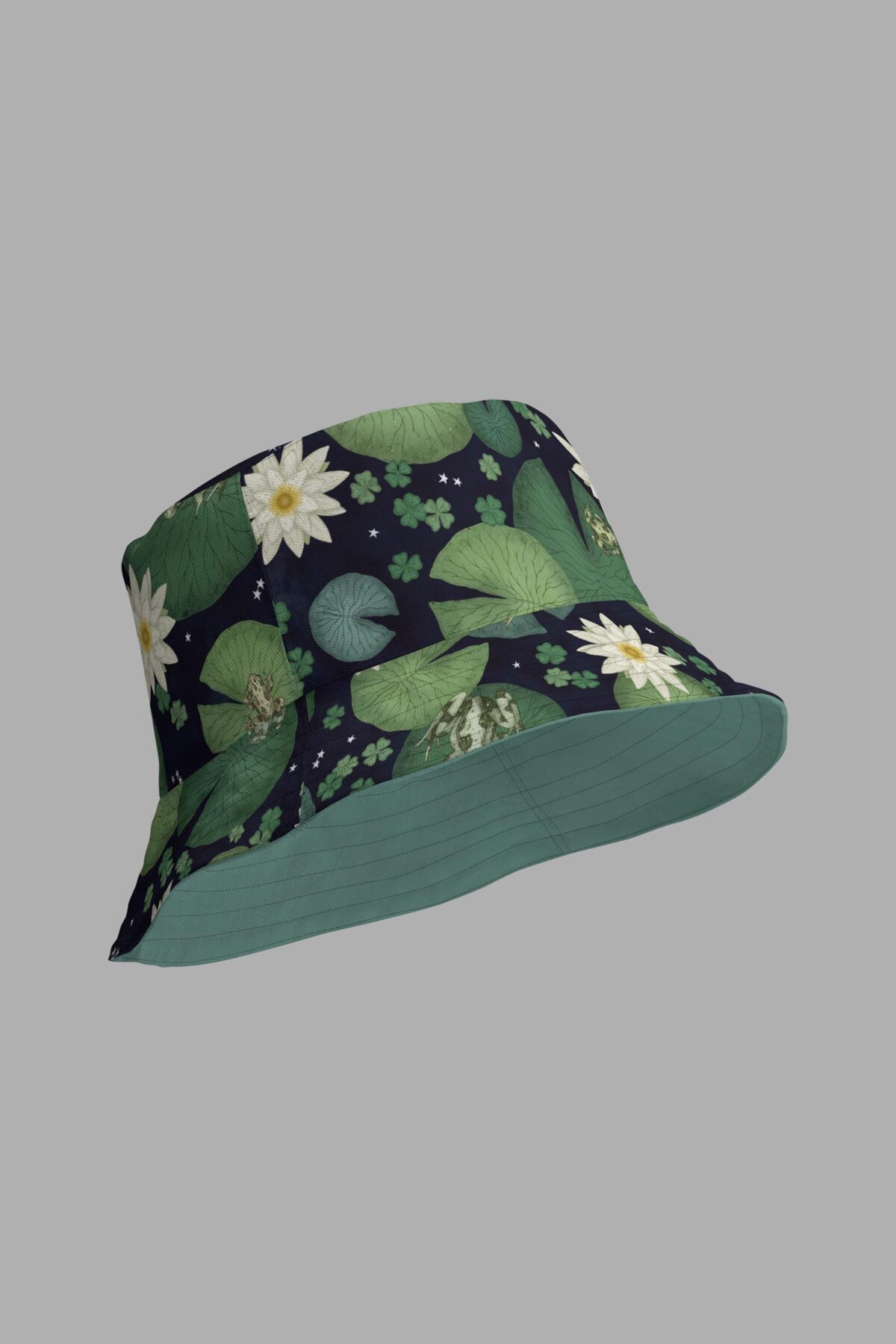lily pond print reversible bucket hat