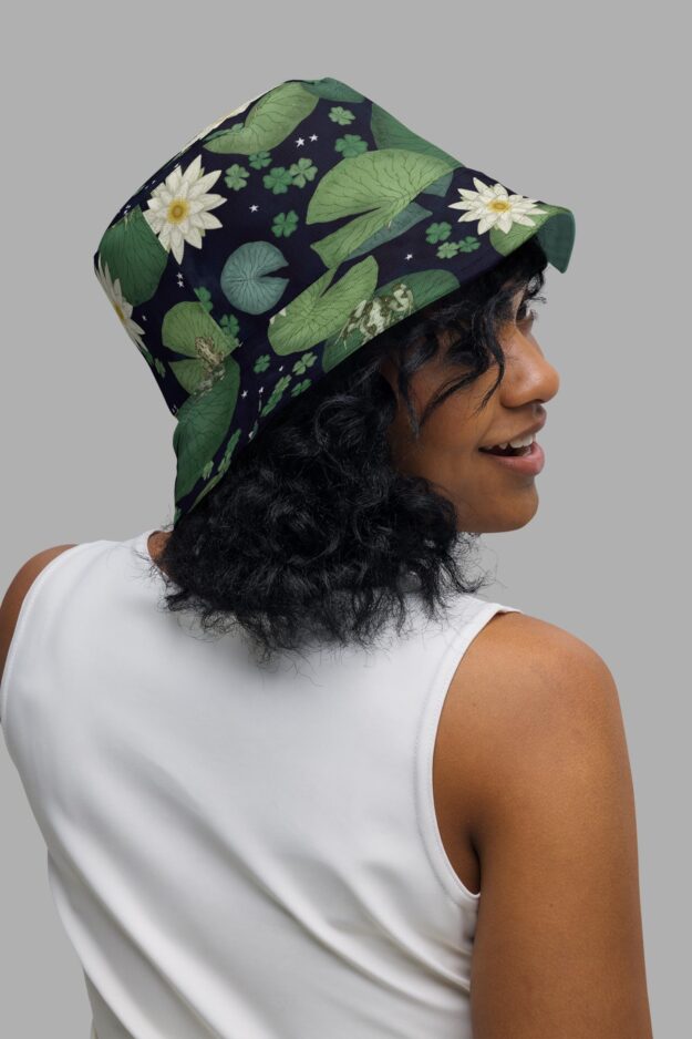 lily pond print reversible bucket hat