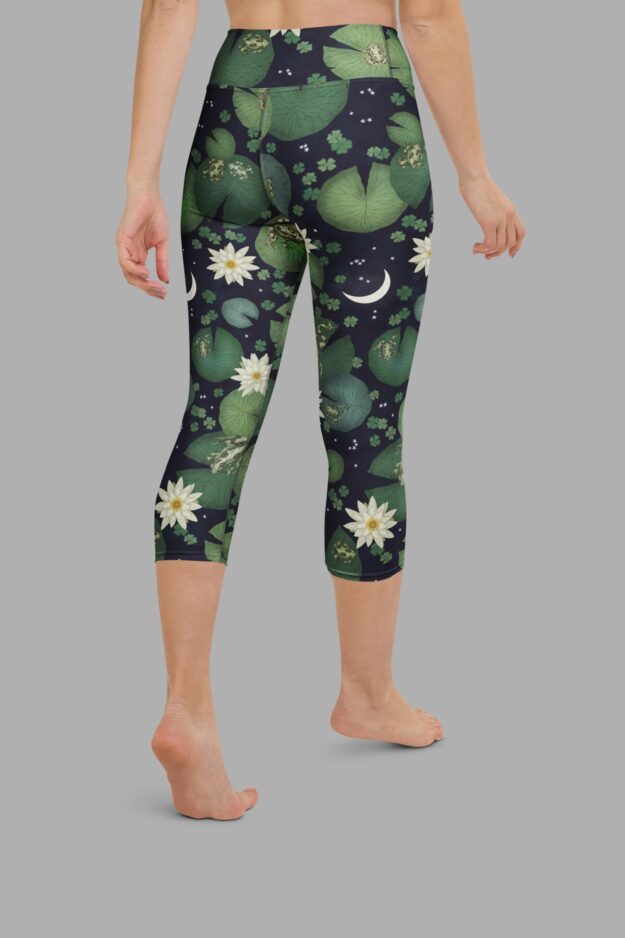 cosmic drifters lily pond print capri leggings back2