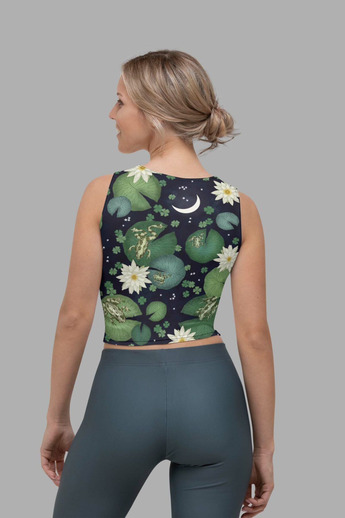 cosmic drifters lily pond print crop top back