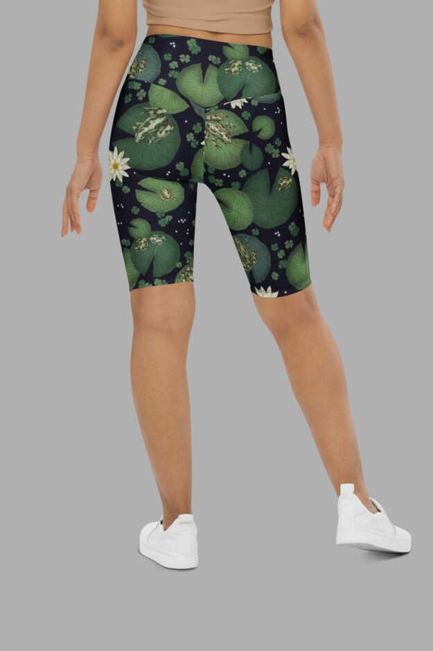cosmic drifters lily pond print cycling shorts back