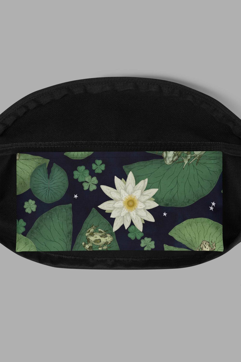 cosmic drifters lily pond print fanny pack inside