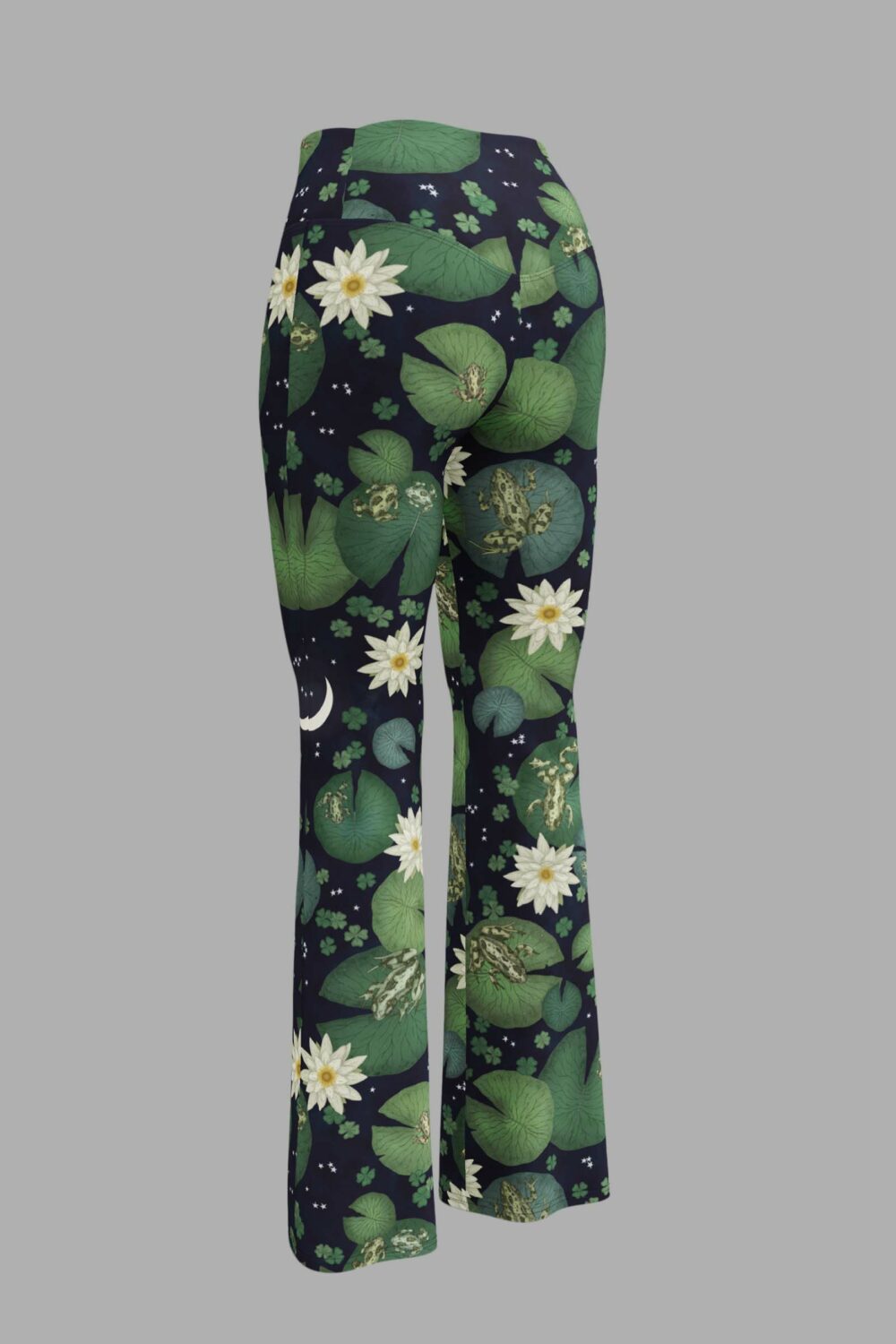 cosmic drifters lily pond print flare leggings back 2