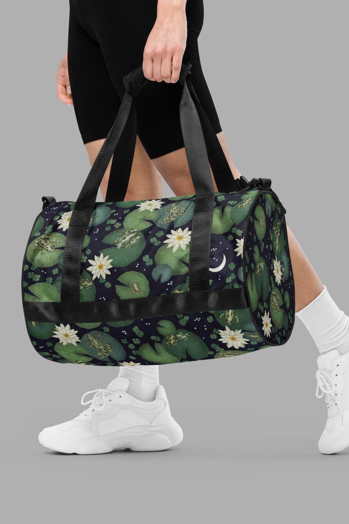 cosmic drifters lily pond print gym bag model