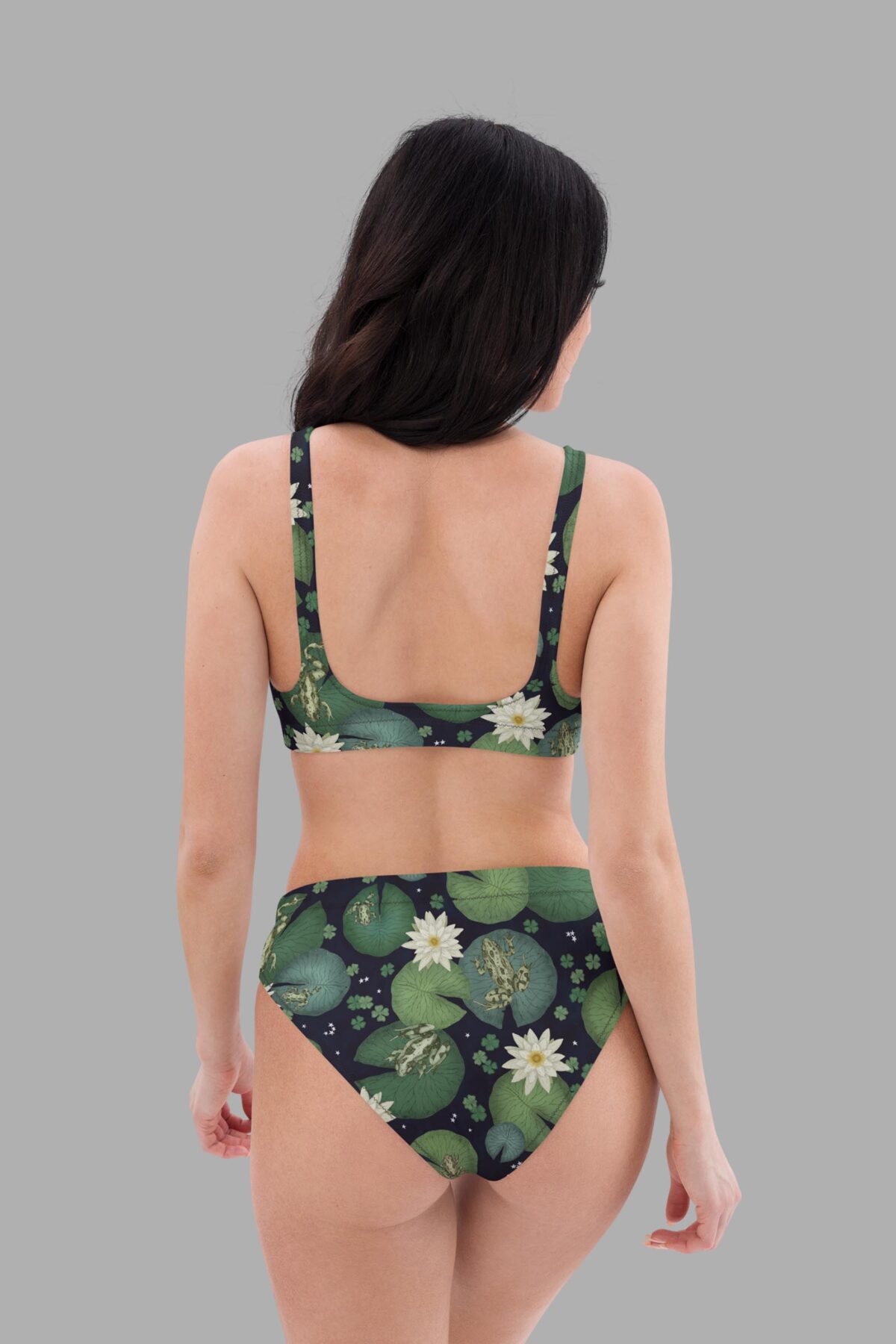 cosmic drifters lily pond print high waist bikini back