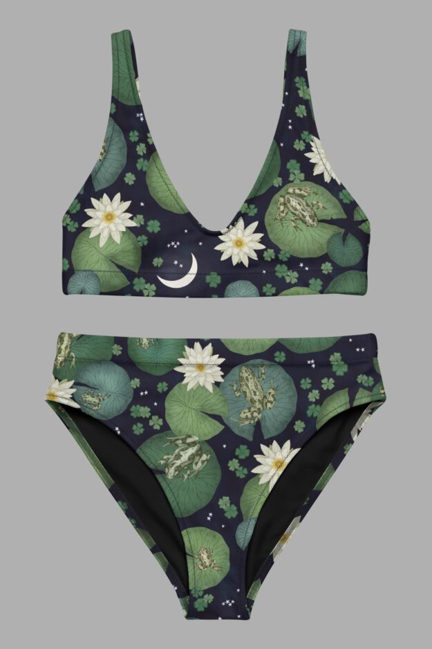 cosmic drifters lily pond print high waist bikini front3