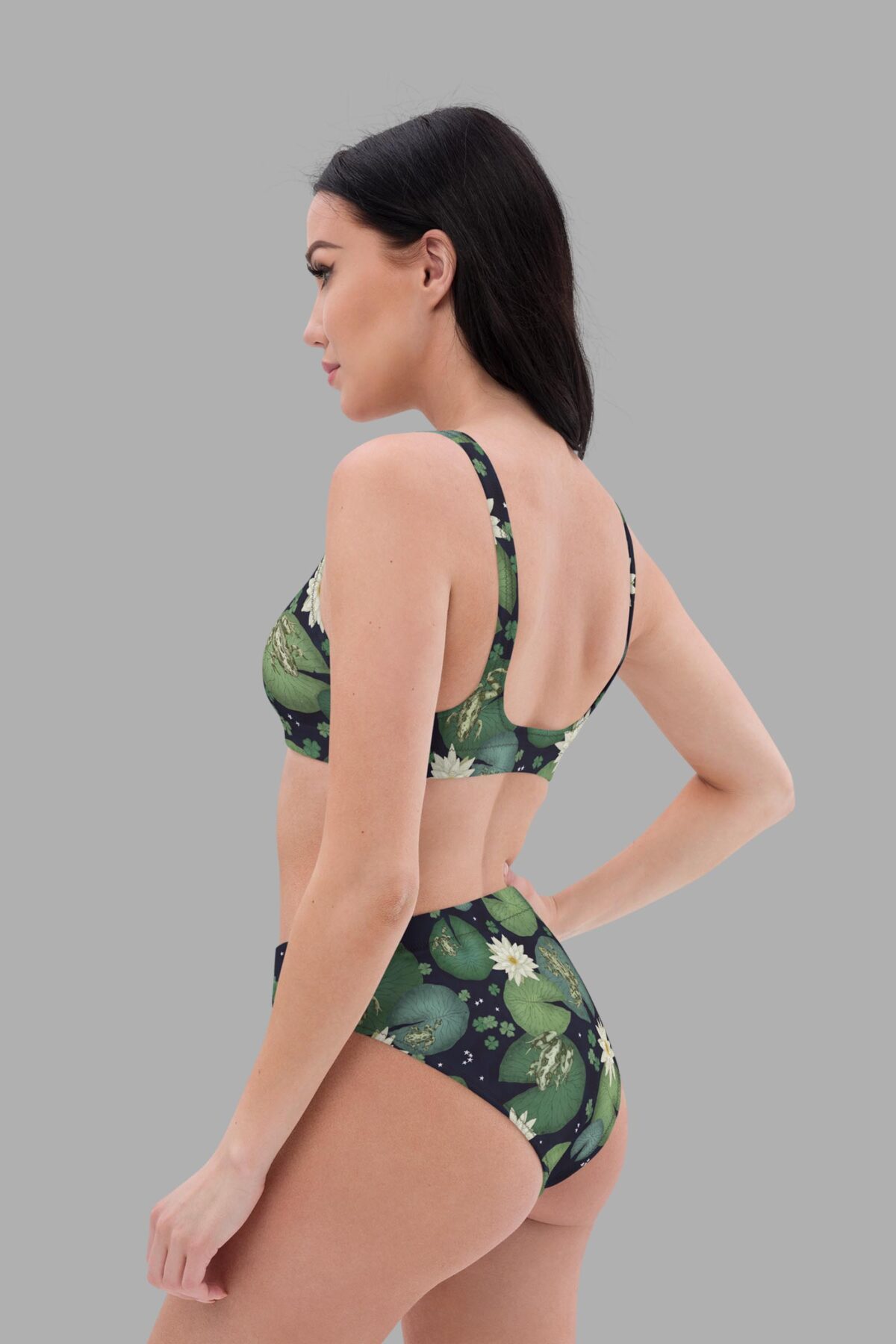 cosmic drifters lily pond print high waist bikini side