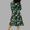 cosmic drifters lily pond print long sleeve midi dress back