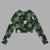 cosmic drifters lily pond print recycled long sleeve crop top back 2