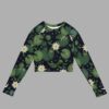 cosmic drifters lily pond print recycled long sleeve crop top front 2