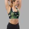 cosmic drifters lily pond print recycled longline sports bra front