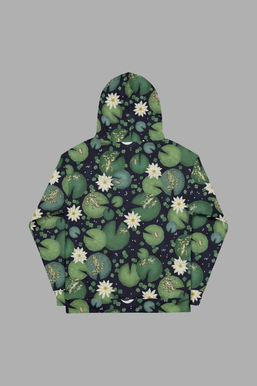 cosmic drifters lily pond print recycled unisex hoodie back2