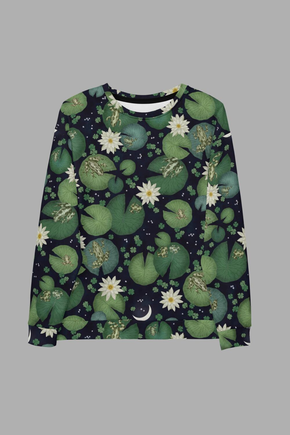 cosmic drifters lily pond print sweater front2