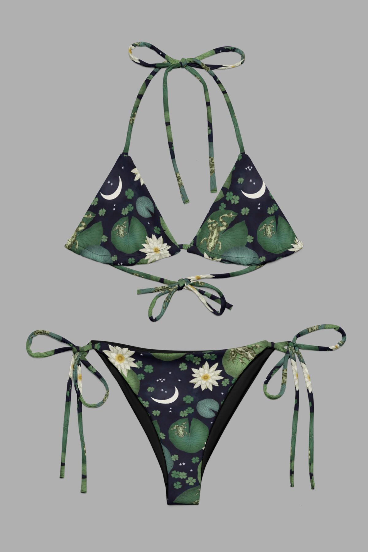 cosmic drifters lily pond print triangle bikini front2