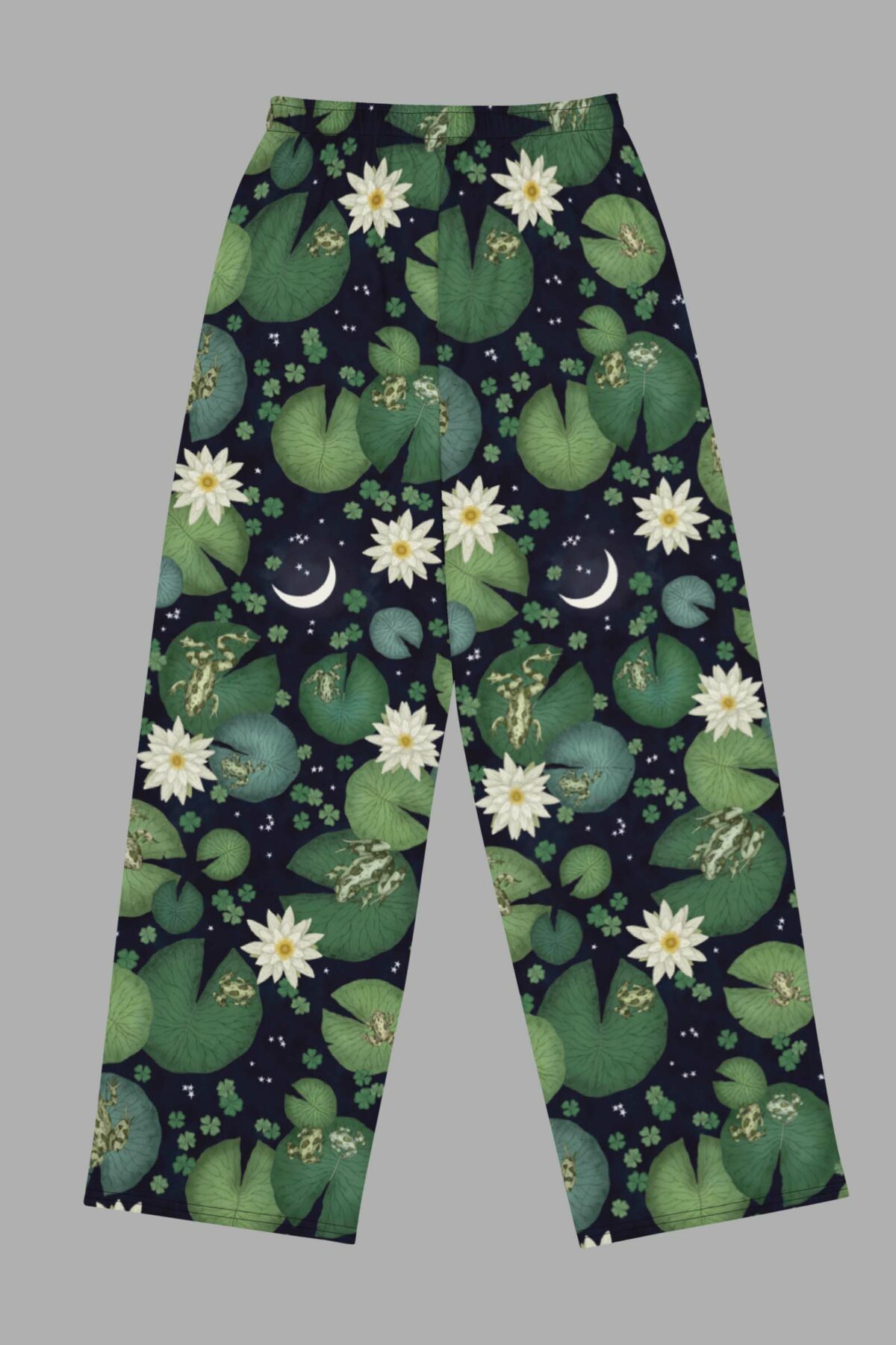 cosmic drifters lily pond print unisex wide leg pants back 2