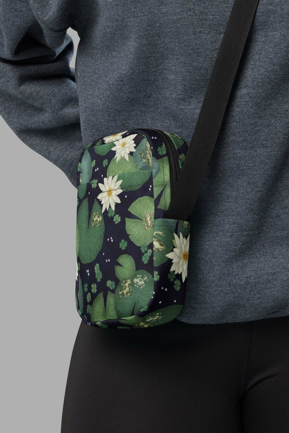 cosmic drifters lily pond print utility crossbody bag 2