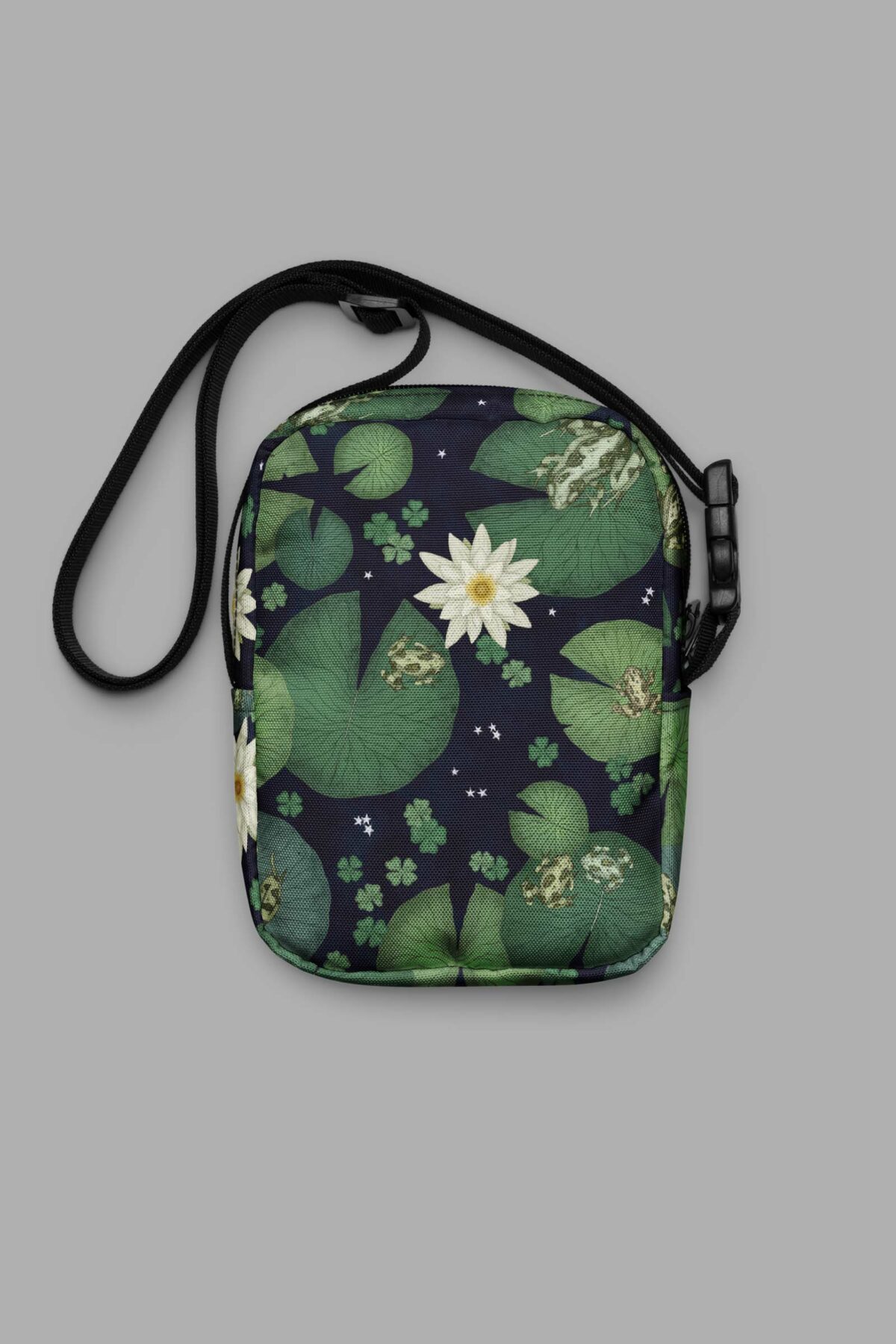 cosmic drifters lily pond print utility crossbody bag 3