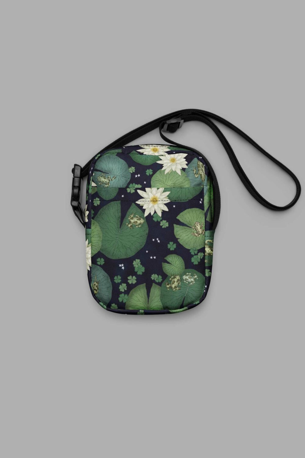 cosmic drifters lily pond print utility crossbody bag 4