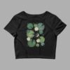 cosmic drifters lily pond print womens crop tee black front