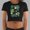 cosmic drifters lily pond print womens crop tee black front 2