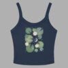 cosmic drifters lily pond print womens micro rib tank top solid black front 2