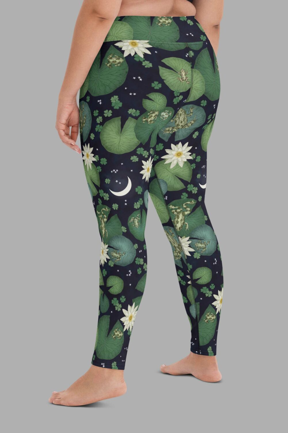 cosmic drifters lily pond print yoga leggings back