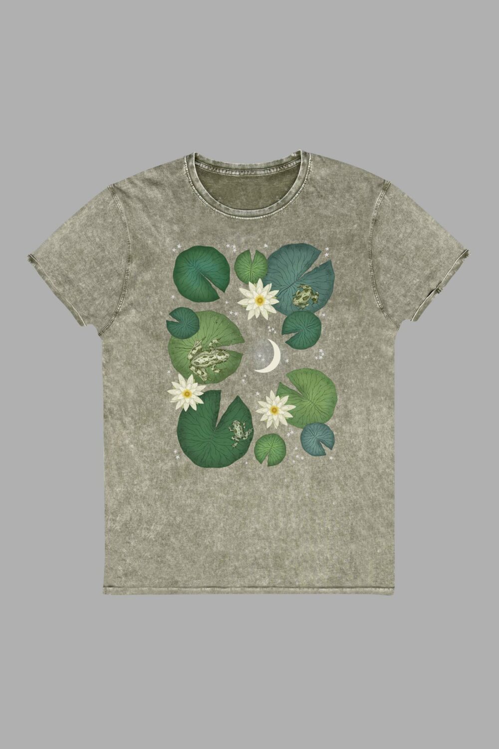 cosmic drifters lily pond unisex denim t shirt front 3