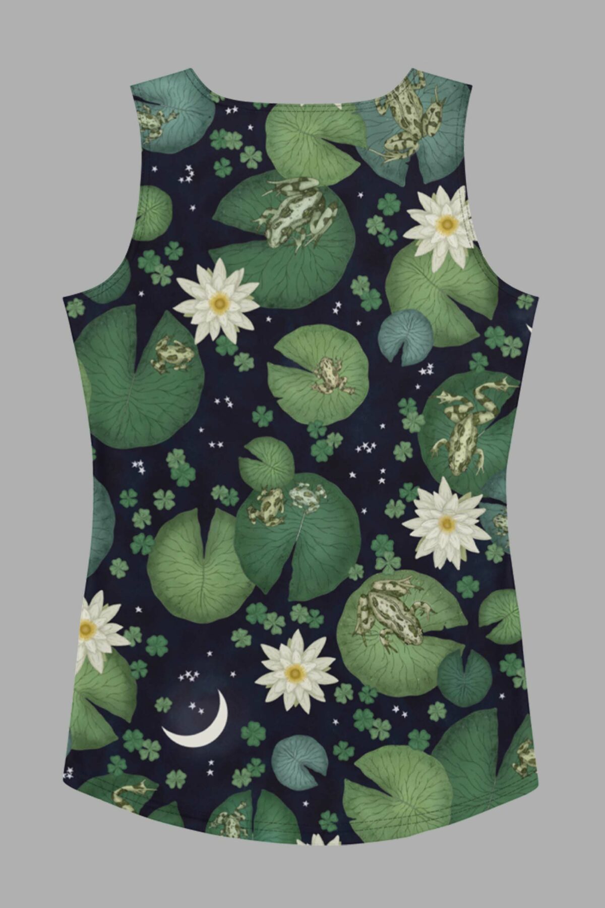 cosmic drifters liy pond print womens tank top back 2