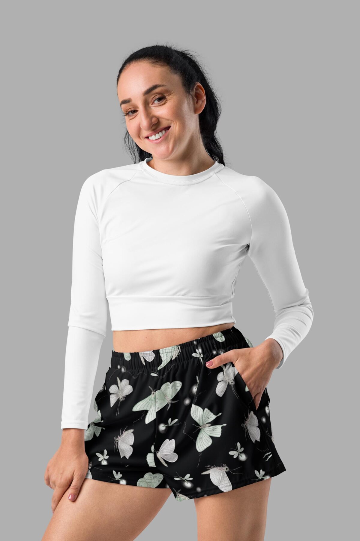 cosmic drifters moonflight print athletic shorts front2